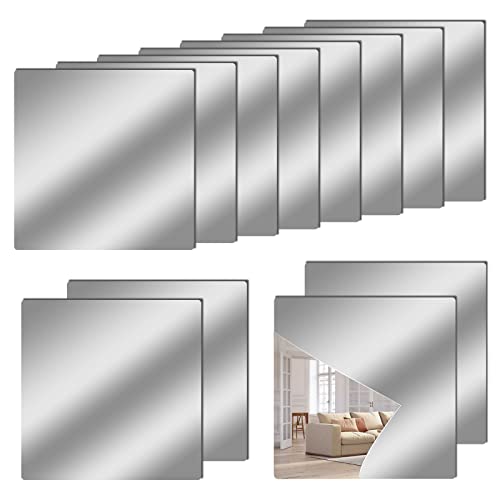 12 x 12 Acrylic Flexible Mirror Sheets 12 Pack Self Adhesive Mirror Tiles Square Cuttable Mirror Wall Stickers NonGlass Mirror Stickers Safety Reflective Mirror for DIY Craft Home Wall Decor