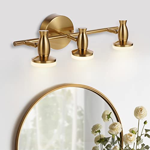 Bathroom Lights Over Mirror Optimech Gold Bathroom Vanity Light Fixtures 3Light Modern Wall Sconce with Glass Shade for Makeup Dressing Table