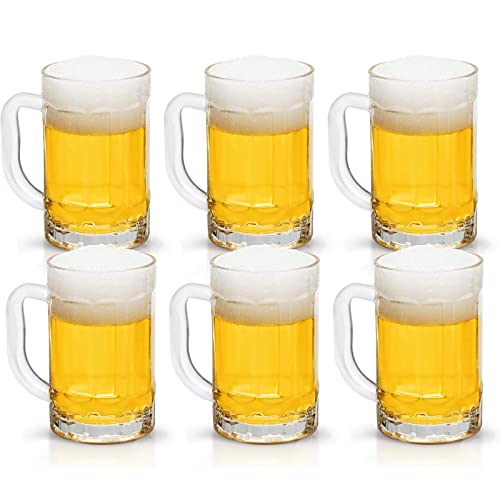 COKTIK 6 Pack Heavy Large Beer Glasses with Handle  14 Ounce Glass Steins Classic Beer Mug glasses Set