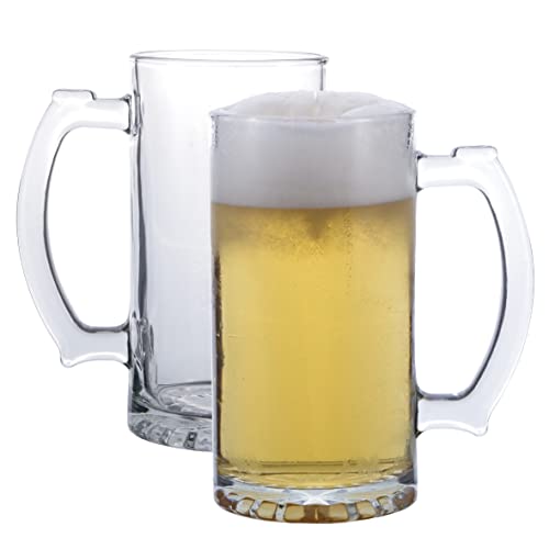 Giant Beer Mug Super Mug Stein Thick Glass 26 Ounces Pack Of 2