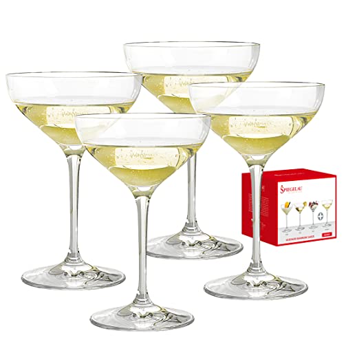 Spiegelau Dessert Glasses Set of 4  EuropeanMade Crystal Modern Dessert or Champagne Glassware Dishwasher Safe Professional Quality Champagne Saucer Glass Gift Set  88 oz