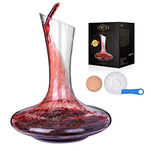 MWNI Wine Decanters and CarafesLeadFree Crystal Wine Decanter Set With Stopper and BrushUsed as Wine AeratorWine CarafeRed Wine Decanter Glass Decanter Wine Accessories Wine Gifts(1800ml)