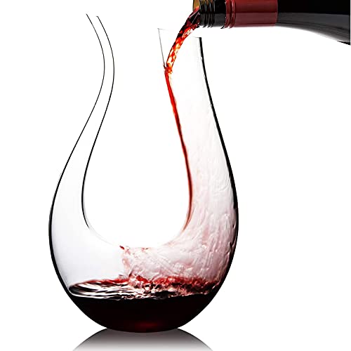 WBSEos Wine Decanter Crystal Glass Wine CarafeUshaped design can provide powerful ventilation effect 15LUse 100 leadfree crystal glass handblown red wine Decanter  carafe