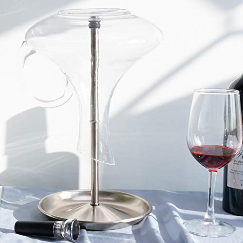 Wine Decanter Drying Stand with Silicone Head to Prevent ScratchesDetachable Shelf Decanter Rack Holder with Drip Catching Base with Wine Bottle Stopper Decanter and Wine Glass NOT Included