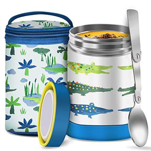 Insulated Lunch Containers for Kids 16 oz Soup Thermos Food Jar for Hot  Cold Food Vacuum Stainless Steel Lunch Box with Lunch Bag  Spoon for School Travel Office Blue