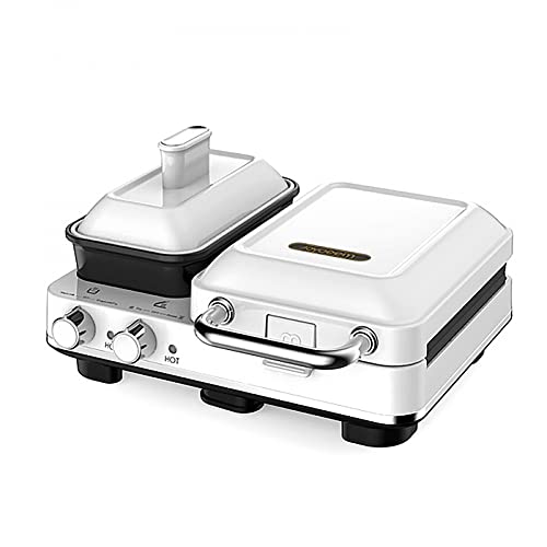 Joydeem 4in1 Breakfast Station Multifunctional Breakfast Maker Sandwich Maker with Egg Boiler Panini Press Grill  Waffle Maker  Steamer 2 Individual Portions Nonstick Quick  Easy 1000W White