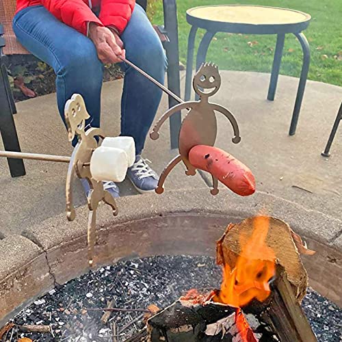 GONEBIN Steel Hot DogMarshmallow RoastersWomen Men Shaped Stainless Steel Smores Sticks Campfire Sticks Funny BBQ Grill Accessories for CampingPartyFamily Dinner