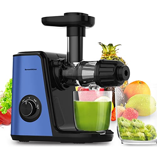 Slow Juicer Bonsenkitchen Cold Press Juicer Machines for Fruit  Vegetable Slow Masticating Juicer Extractor Easy to Clean with Brush BPA Free Quiet Motor  Reverse Function
