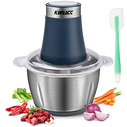 Electric Food Processor  Vegetable Chopper 8Cup Blender Grinder for Meat Vegetables Onion Garlic with 2L Stainless Steel Bowl and 4 Sharp Blades for Slicing Shredding Mincing and Puree 300W