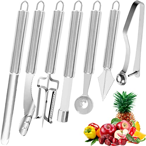 Jalapeno Corer Tool Stainless Steel Pepper Corer Tool Remove for Fruit and Vegetable Corer Apple Corer Tool Zucchini Corer Cherry Pitter Remove Pear Pineapple Cutter and Corer (7 pieces)