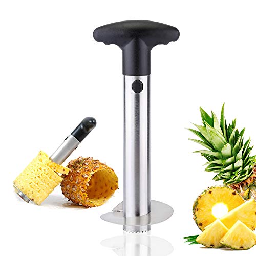 Pineapple Cutter Corer Slicer Peeler Stainless Steel Slicer Stem Remover Cutter Tool  All in one Kitchen Gadget (Black)