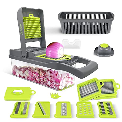 The Choppa Professional MultiPurpose Vegetable Chopper  Multifunctional 12 in 1 Chopper Fruit and food Slicer Dicer Cutter  8 Stainless Steel Blades  5 Cup Container  Egg Separator