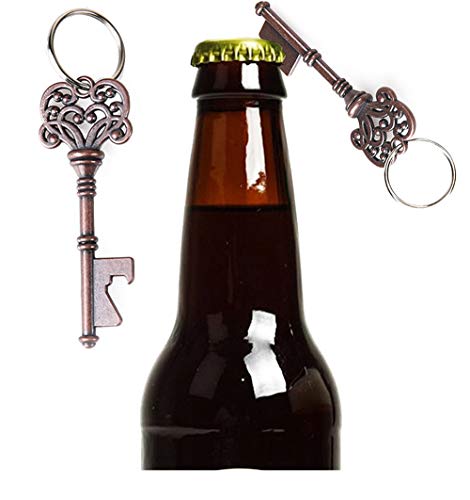 2pcs Key Shape Beer Bottle Opener Vintage Retro Keychain Key Ring Metal Bronze Silver Kitchen Party Bar Tool