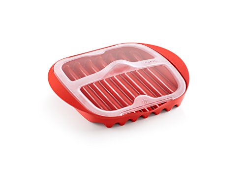 Lekue Microwave Bacon MakerCooker with Lid 1102 L x 98 W x 23 H Red
