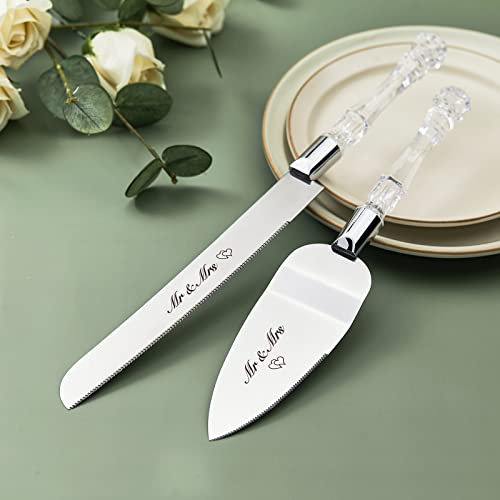 ALICEPUB Wedding Cake Knife And Server Set Cake Cutting Set for Wedding Stainless Steel Cake Pie Serving Set Personalized Gifts for Birthday Parties Events