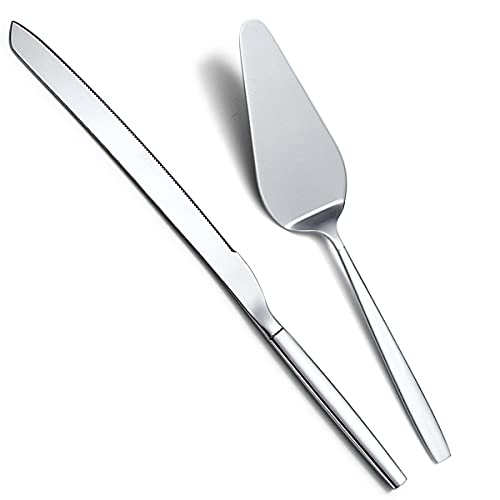 Berglander Wedding Cake Knife and Server Set Stainless Steel Cake Cutting Set For Wedding Include Cake Cutter And Cake Server Perfect For Wedding Birthday Parties and Events