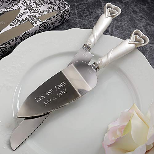Gifts Infinity Personalized Wedding White Cake Knife and Server Set Free Engraving (2401)