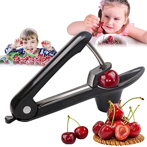Cherry Pitter Tool Cherry Seed Remover Olive Pitter Corer with SpaceSaving Lock Design Tool Kitchen Aid (Black)