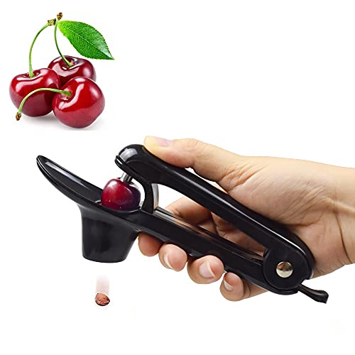 JinDazz Cherry Pitter Tool Cherry Stoner Olive Pitter Tool Portable Kitchen Tool with SpaceSaving Lock Design  Black