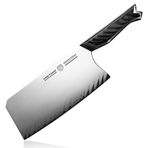 Vosteed Meat Cleaver Knife 7 Inch Chopping Knife Professional Cleaver Chinese Chef knife Sharp Kitchen Knife Cooking Knife  9CR18MOV High Carbon Steel  Morgan Series Meat Cutting Knife