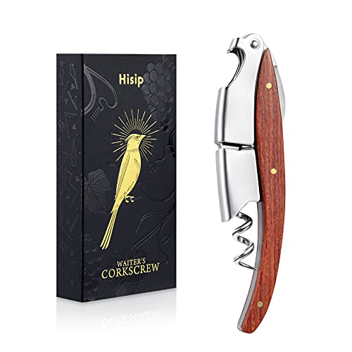 Hisip Wine Bottle Opener Upgrade Corkscrew Phoenix Design Red Dot Award Crafted Rosewood Handle Quick Stainless Steel Wine Key for Beers and Wine Bottles Christmas Gift for Waiters Bartenders