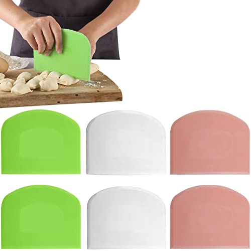 6 Pcs Cake Scraper for FoodGrade Baking Tools Plastic Dough Cutter Multipurpose Flexible Kitchen Scraper for Bread Dough Scrapers Kitchen Plastic Scraper Tool