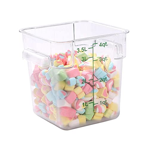 Met Lux 4 Quart Brine Bucket 1 Square Marinating Container  With Volume Markers BuiltIn Handles Clear And Green Plastic Dough Rising Bucket FreezerSafe Lids Sold Separately
