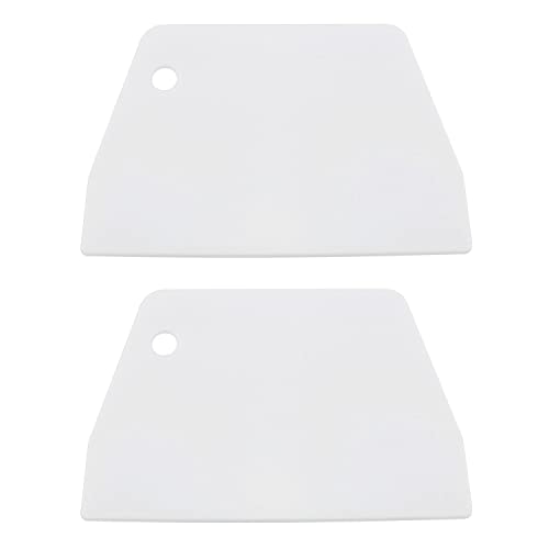 ZZHXSM 2pcs White Bowl Scraper Flexible Plastic Trapezoid Scraper Spatula Fondant Cake Dough Pizza Tool