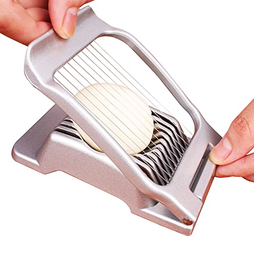 Egg Slicer for Hard Boiled Eggs Egg Cutter Strawberry Slicer Heavy Duty Aluminium Slicer Stainless Steel Wire Multipurpose Egg Slicer Dicer for Soft Fruit Mushroom