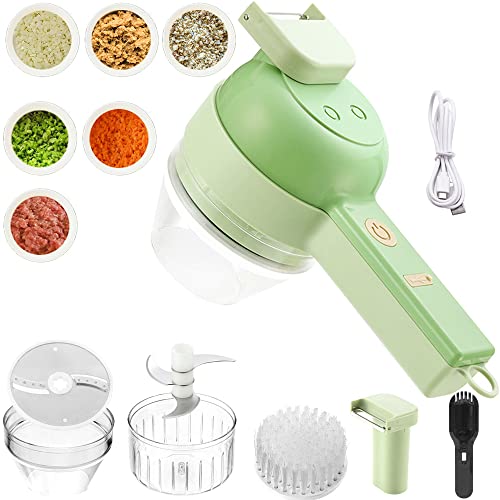 4 In 1 Portable Electric Vegetable Cutter SetFood Electric ChopperPortable Mini Electric Food Blender Apply to Meat Garlic Pepper Chili Onion Celery Ginger