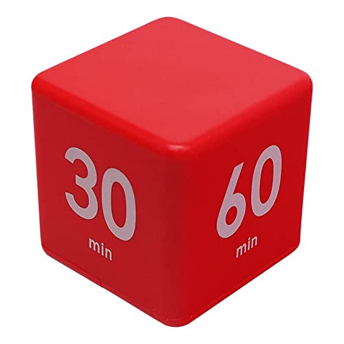 TRINCUS Cube Timer 15203060 Minutes Kitchen Timer Workout pomodoro Game Study Rubiks for Kids Gravity Sensor flip Used time Management Red