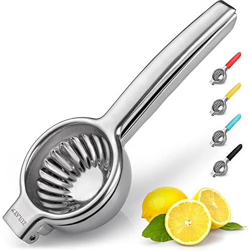 Zulay Lemon Squeezer Stainless Steel with Premium Quality Heavy Duty Solid Metal Squeezer Bowl and Food Grade Silicone Handles  Manual Citrus Press Juicer and Lime Squeezer Stainless Steel (Silver)