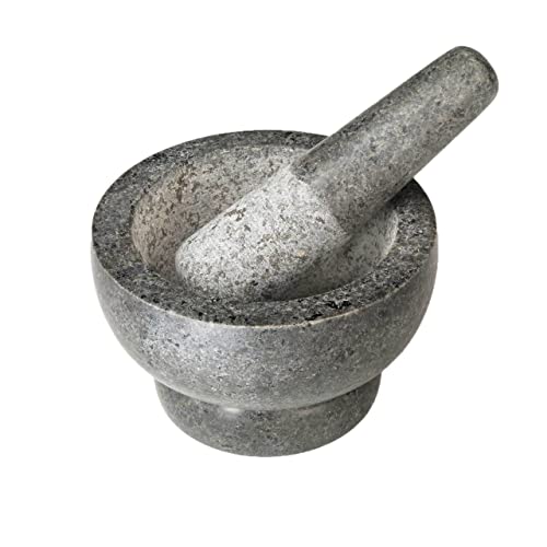 Cole  Mason 55inch Granite Mortar  Pestle  Unpolished Stone Mortar  Pestle for Kitchen  Large Grinding Bowl for Herbs and Spices  Grey 4 pounds