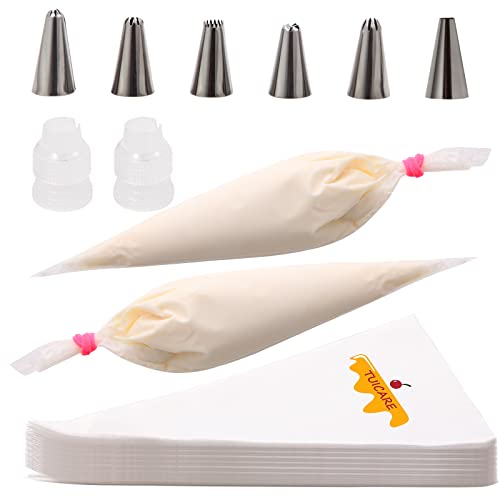 Piping Bags Pastry Bag 100PCS With 6 Decorating Tips 2 Coupler 12 Cupcake Cake Decorating Bags Disposable Cake Icing Decorating Piping Bags Set For Cake Decorating Reusable For Cookies Small