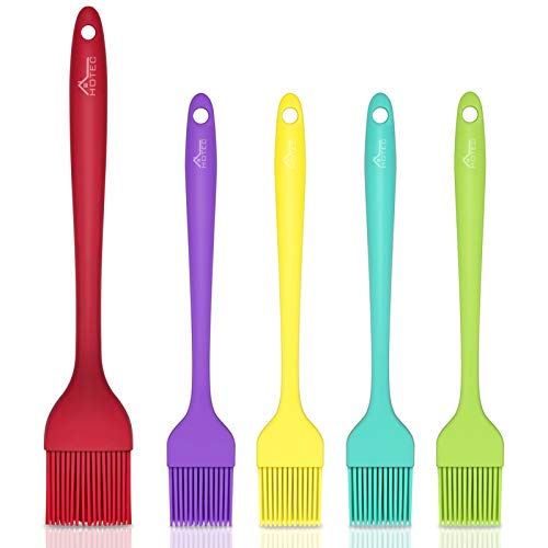 HOTEC Silicone Heat Resistant Marinading Meat Grill Basting Pastry Brush for Oil Butter Sauce Sausages Desserts Turkey Baster Grill Barbecue Multicolor