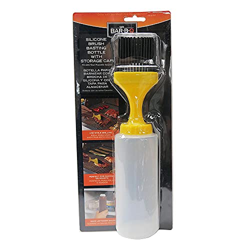 Mr BarBQ 40030Y Silicone Brush Basting Bottle  Eliminate Mess  Convenient Storage  Silicone Bristles  Clear Plastic Squeezy Bottle  8 Ounce Capacity