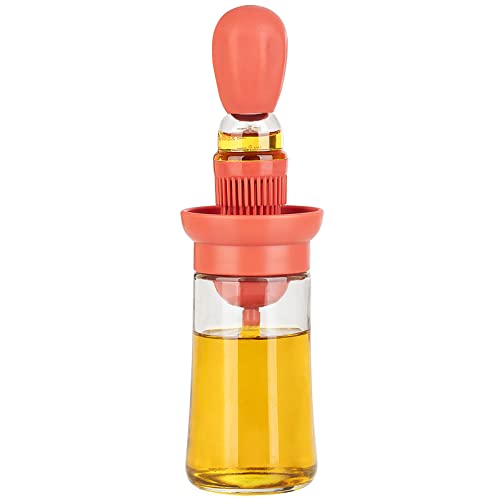 Oil Dispenser Bottle with Barbecue Brush PITCH PULSE Oil Storage and Dispenser Container with Silicone Basting Brush for Kitchen BBQ Grilling Baking and Cooking Dropper Measuring Cooking Oil Bottle