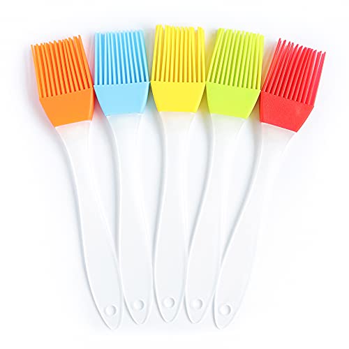 Silicone Basting Brush 5 Pack Heat Resistance Pastry Brushes Oil Brush Great for Steaks BBQ Baking Kitchen Cooking Brush Butter Multicolor 648 and 118