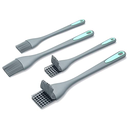 To encounter Silicone Brush Set of 4 Silicone Basting Pastry Brush Prefer for Cooking Baking Oil and BBQ Spreading  Built in Grid