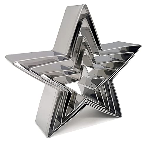 Vokop Star Cookie Cutter Set5 Pack Stainless Steel FivePointed Star Biscuit Molds Fondant Cake Cookie Cutter Set Pastry Mold