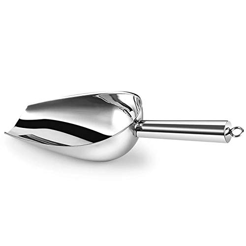 HouseHoo Stainless Steel Freezer Scooper for Food Popcorn Sweet Candy Mirror Finish Metal Ice Scoop for Kitche 8 inches Silver