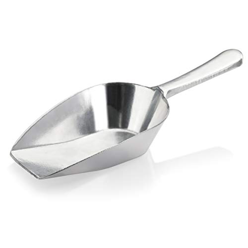 New Star Foodservice 34646 OnePiece Cast Aluminum Flat Bottom Bar Ice Flour Utility Scoop 2Ounce Silver