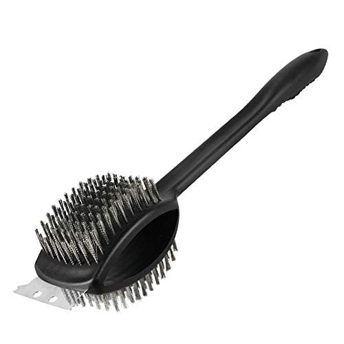 DEI QI Stainless Steel Wire Brush Grill Brush and Scraper DoubleSided Cleaning Brush Long NonSlip Handle Black Barbecue Cleaning Brush BBQ Accessories