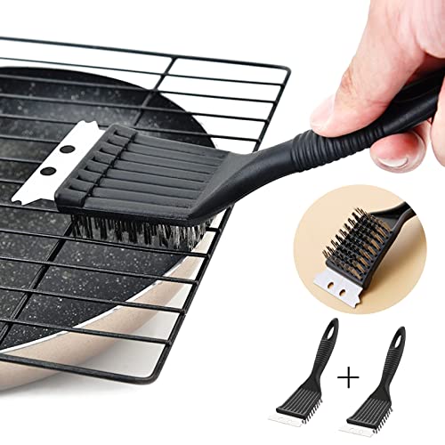 Wire Brush Stainless Steel Metal Grill Grate Scrub Cleaning Brush and Scraper Set for Grill Drill Rust Cleaning 2 PCS
