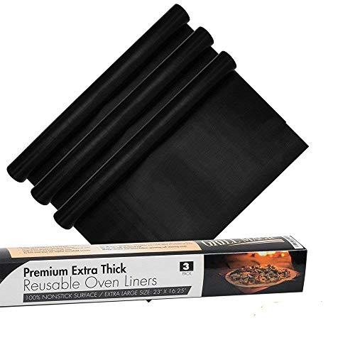 3 Pack NonStick Heavy Duty Oven Liners Set by Grill Magic  Thick Heat Resistant Fiberglass Mat  Easy to Clean Reduce Spills Stuck Foods  Clean Up  BPA Free Kitchen Friendly Cooking Accessory