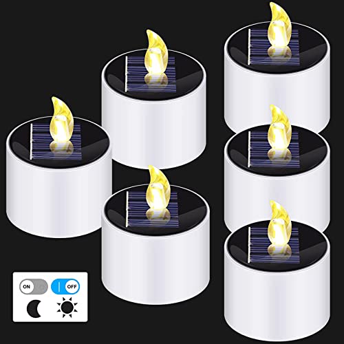 Solar Tea Lights6PCS Waterproof Solar Power Tealights OutdoorFlameless Flickering LED Tealight Candle with Dusk to Dawn Light SensorReusable Candle Lights for PartyGarden Camping Home Decor