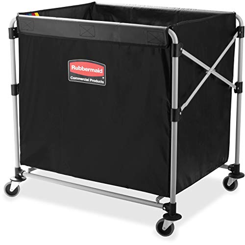Rubbermaid Commercial Products Collapsible X Cart Laundy Cart College MoveIn Transport Supplies and Groceries Steel 8 Bushel (300 L) Cart 36 L x 7 W x 34 H Black
