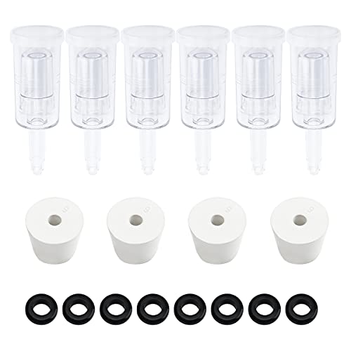 Brewland 6 Packs 3 Piece Airlocks for Fermenting with 6 Stoppers and Grommets Air Lock Ferment for Beer Wine Making Home Brew Bubble Airlock for Fermentation Carboy (6 Airlock4 Bung8 Grommet Set)