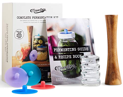 Masontops Complete Mason Jar Fermentation Kit  Easy Wide Mouth Jars Vegetable Fermenting Set  DIY Equipment Essentials