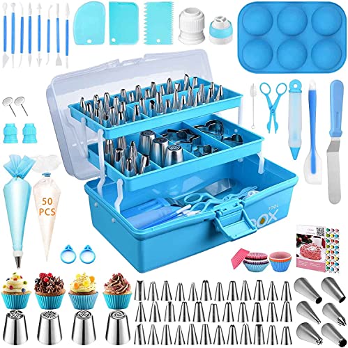 Cake Decorating Tools Supplies Kit 236pcs Baking Accessories with Storage Case  Piping Bags and Icing Tips Set  Cupcake Cookie Frosting Fondant Bakery Set for Adults Beginners or Professional